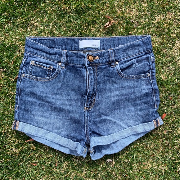 Cuffed Denim Shorts - Retro High Waist (GARAGE) - Picture 1 of 4